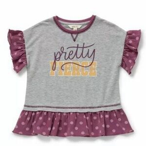 NWT Matilda Jane Gray and Purple Ruffle Sleeve Tee